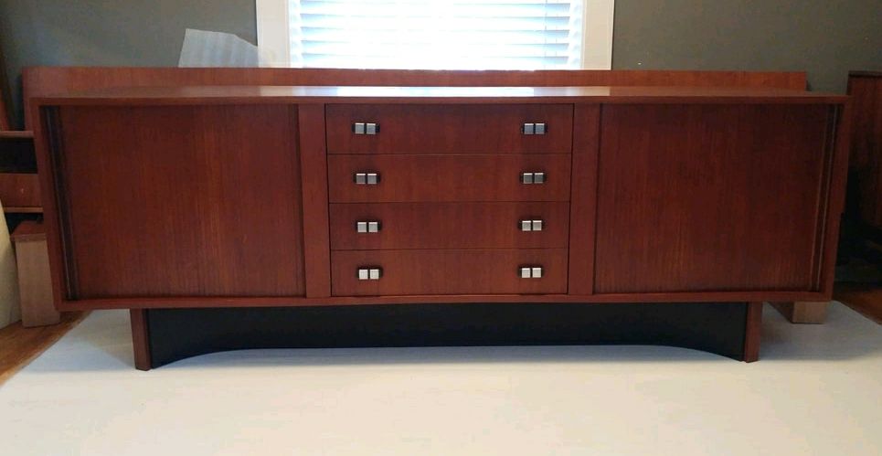R.S Associates Mid Century Teak buffet with tambour doors and drawers