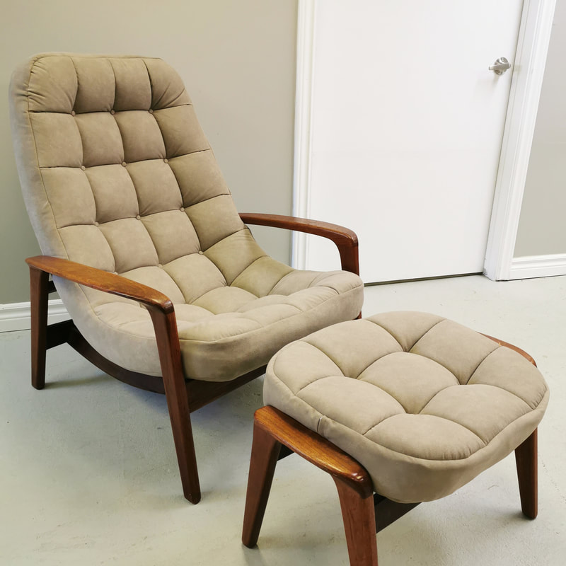 R Huber scoop chair upholstery services available. 